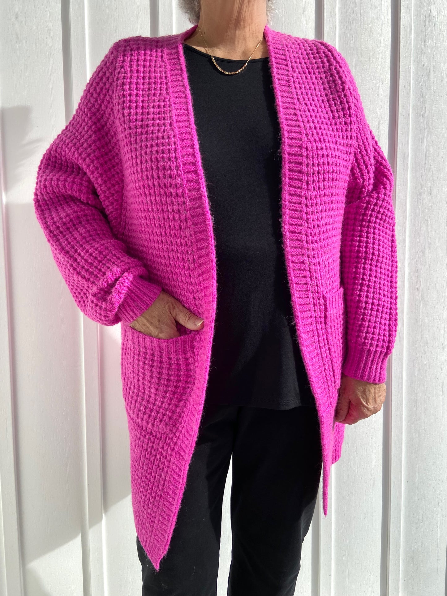 Pop of Pink Cardigan Sweater